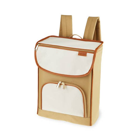 Insulated Wine Cooler Backpack w/ Corkscrew - Beige (Twine)