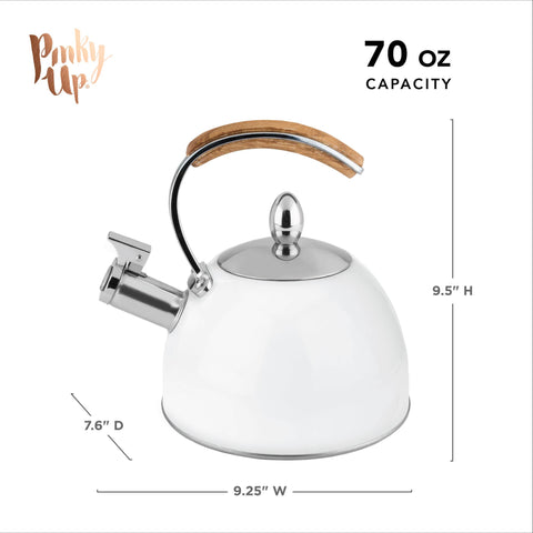 Presley Classic Whistling Tea Kettle - 70oz - White (Pinky Up)