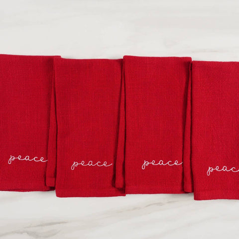 Holiday Red Embroidered Napkins: Joy (KAF Home)