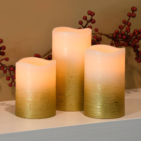 Battery Operated LED Wax Candles, Gold (Lumabase)