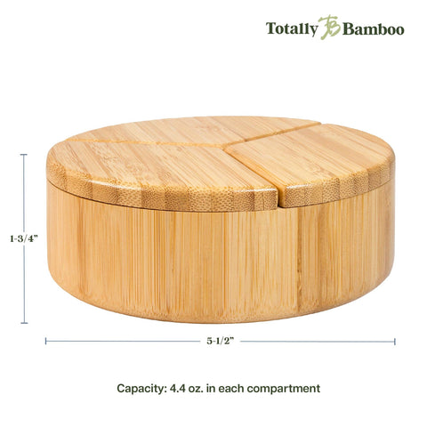Trio Salt Cellar Storage Box with Swivel Lids (Totally Bamboo)