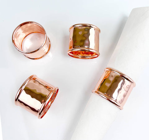 Shiny Copper Hammered Metal Napkin Ring Holder (Fennco Styles)