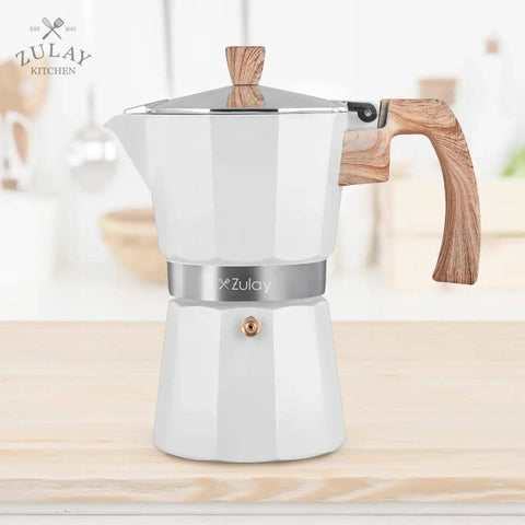 Stovetop Espresso Moka Pot 5 cup - White (Zulay Kitchen)