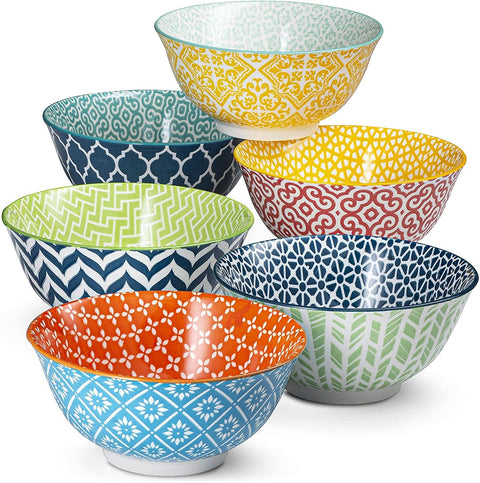 Geometric Cereal Bowls, 18 oz, Set of 6: Colorful (Kook)