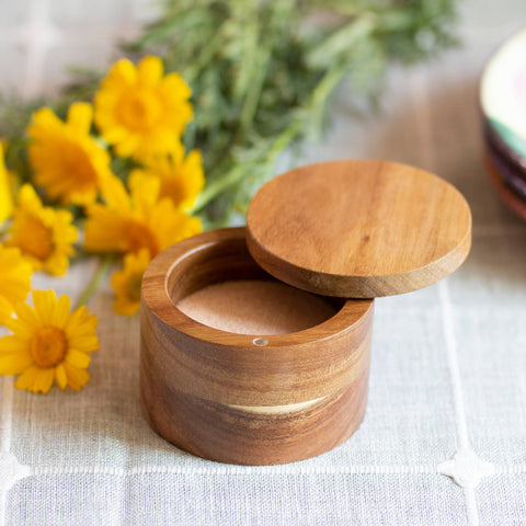 Rock & Branch Acacia Salt Cellar with Swivel Lid (Totally Bamboo)