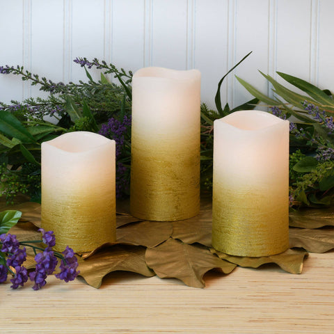 Battery Operated LED Wax Candles, Gold (Lumabase)